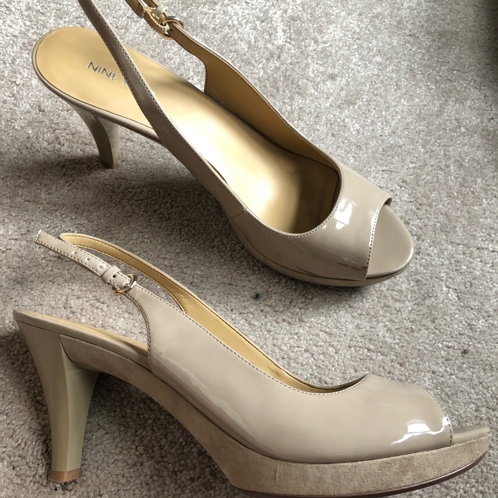 Open toed nude heels